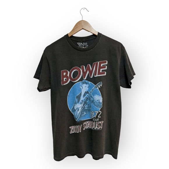 The Vinyl Icons Bowie Ziggy Stardust Cotton Graphic T-Shirt in Washed Black, S - Picture 2 of 11